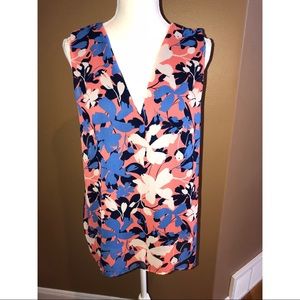 Halogen NWOT lined sleeveless floral shell - L
